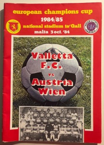 1984/85 Valletta FC Malta v Austria Wien European Cup 1st Round 2nd Leg for sale on Ebay