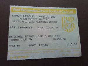 West Bromwich Albion v Manchester United Division One 1984/5 for sale on Ebay