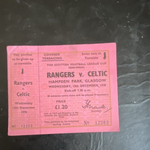Rangers v Celtic Unused Ticket Scottish League Cup Semi Final 13/12/1978 for sale on Ebay