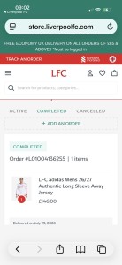 Authentic Liverpool FC 20/27 Long Sleeve Away Shirt  XL Brand New with Tags for sale on Ebay