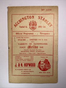Accrington Stanley v Darlington;  24th December 1955 for sale on Ebay