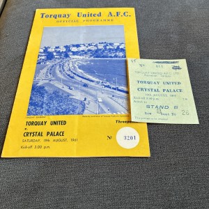 1961/2 Torquay Utd v Crystal Palace plus rare match ticket for sale on Ebay
