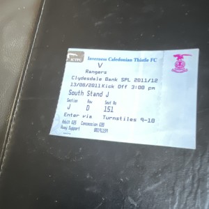 Ticket Stub Inverness Caledonian Thistle v Rangers SPL 2011/12 for sale on Ebay