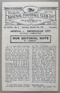 1946/47 Arsenal Reserves v Birmingham City Football Combination at Highbury for sale on Ebay