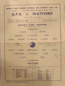 QUEEN'S PARK RANGERS V WATFORD. 20.4.1950. LONDON MID-WEEK LEAGUE. for sale on Ebay