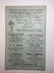 Chester v Workington;  3rd. November 1956 for sale on Ebay