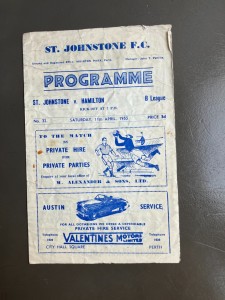 St Johnstone v Hamilton Accies 11th April 1953 Scottish League Div 2 for sale on Ebay