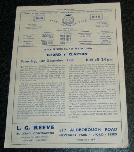 Ilford v Clapton 1958/59 - Essex Senior Cup for sale on Ebay