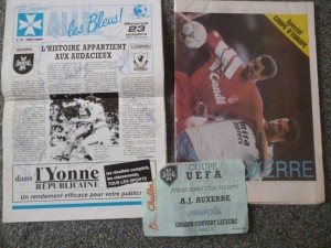 Auxerre  v Liverpool 1991 UEFA Cup SIGNED Programme + Newspaper + Ticket Job Lot for sale on Ebay