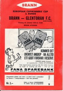 Brann Bergen Norway v Glentoran Ireland (Cup Winners Cup) 1973/1974 for sale on Ebay