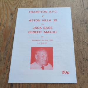 TESTIMONIAL 1976  FOOTBALL MATCH PROGRAMME FRAMPTON AFC ASTON VILLA XI for sale on Ebay