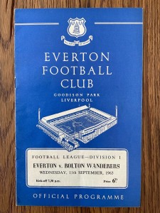 EVERTON V BOLTON WANDERERS. 11TH SEPTEMBER 1963. DIVISION ONE.  for sale on Ebay