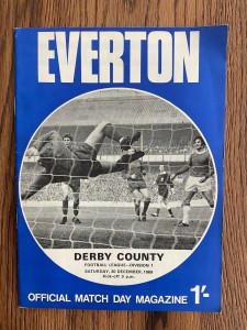 EVERTON V DERBY COUNTY. 20TH DECEMBER 1969. DIVISION ONE.  for sale on Ebay