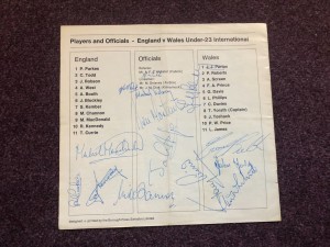 Football programme multiple autographs Swindon England v Wales under 23 for sale on Ebay