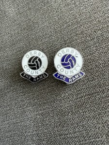 Vintage Derby County Fc Gomm Ball Badges - Blue And Black versions for sale on Ebay