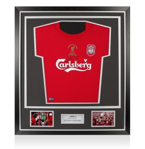 Steven Gerrard Front Signed Liverpool 2005 Champions League Final Shirt Framed for sale on Ebay