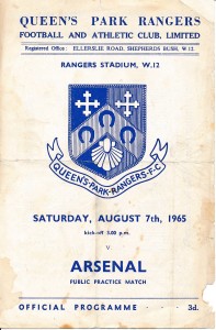 QPR v Arsenal (Friendly) 1965/1966 - 4 page football programme for sale on Ebay