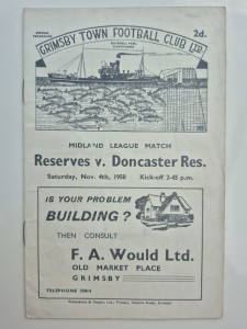 1950/51 - Grimsby Town Reserves  v Doncaster Reserves  - Midland League - 4/11 for sale on Ebay