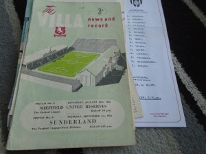 ASTON VILLA V SHEFFIELD UNITED RESERVES / SUNDERLAND 1952-3 for sale on Ebay
