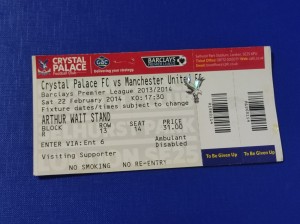 Crystal Palace vs Manchester United Ticket 2014 Premier League for sale on Ebay