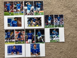 15 hand signed photographs of Everton footballers for sale on Ebay