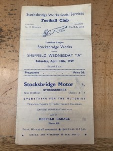 Stocksbridge Works v Sheffield Wednesday A 1958/1959 Yorkshire League for sale on Ebay