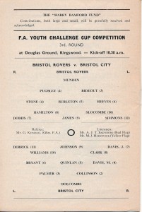 Bristol Roves v Bristol City (FA Youth Cup) 1958/1959 for sale on Ebay
