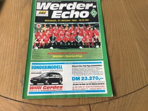Werder Bremen v Sparta Prague October 1992 for sale on Ebay