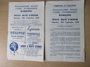 Barking v West Ham 1958 Floodlight Friendly prog & four page supplement rare vgc for sale on Ebay