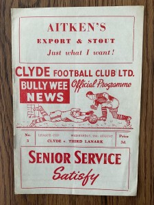CLYDE V THIRD LANARK. 26TH AUGUST 1969. LEAGUE CUP. for sale on Ebay