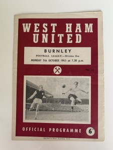 West Ham United v Burnley 1963-64 League Division One 7th October 1963 for sale on Ebay