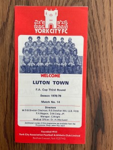 YORK CITY V LUTON TOWN. 9TH JANUARY 1979. FA CUP 3RD ROUND.  for sale on Ebay