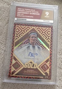 Topps Premier League 2025/26 Anthony Gordon Newcastle Gold Auto Red /5 ACE 9 for sale on Ebay