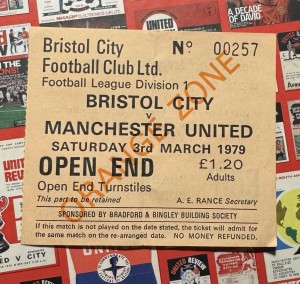 Very Rare Bristol City V Manchester United 1979 Ticket Stub Very Good Condition for sale on Ebay