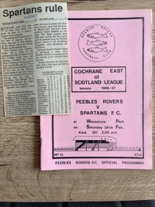 28 FEB 1987 PEEBLES ROVERS v SPARTANS, INC NEWSPAPER REPORT for sale on Ebay