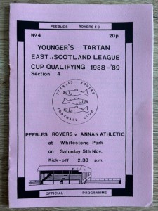 5 NOV 1988 PEEBLES ROVERS v ANNAN ATHLETIC, EAST OF SCOTLAND LEAGUE CUP for sale on Ebay