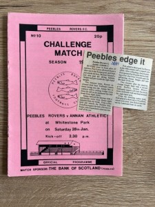 28 JAN 1989 PEEBLES ROVERS v ANNAN ATHLETIC, FRIENDLY INC NEWSPAPER REPORT for sale on Ebay