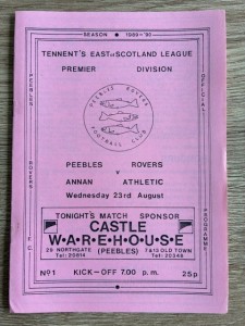 23 AUG 1989 PEEBLES ROVERS v ANNAN ATHLETIC for sale on Ebay