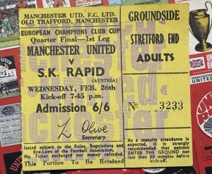 Manchester United v S.K. Rapid Vienna 26/2/1969 European Cup Ticket for sale on Ebay
