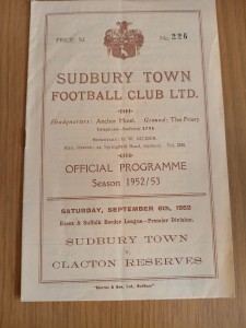 06.09.1952 Sudbury Town v Clacton Town Res - Essex & Suffolk Border League Prem for sale on Ebay
