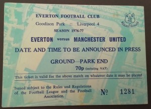 Everton v Manchester United Division One 1976/7 for sale on Ebay