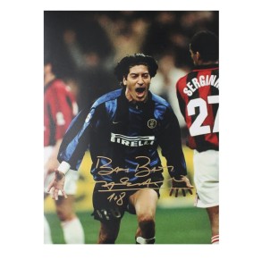 Ivan Zamorano Signed Inter Photo: Derby Goal Signed Gold (eBay Live 20/8) for sale on Ebay