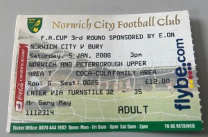 Norwich City v Bury FAC 3rd Round Ticket 5/1/08 for sale on Ebay