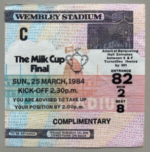 1984 Liverpool v Everton League Cup Final North Stand Seat Ticket for sale on Ebay
