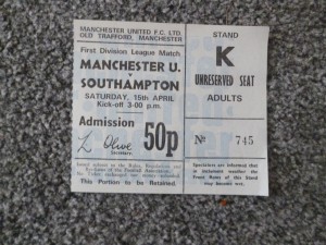 Manchester United Man Utd v Southampton 1971/72 Football Match Ticket for sale on Ebay