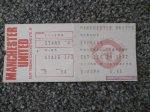 Manchester United Man Utd v Everton 1972/73 POSTPONED Football Match Ticket for sale on Ebay