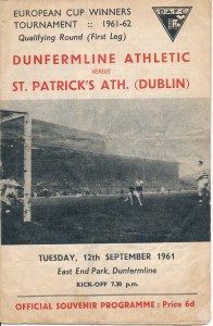 Dunfermline Athletic v St Patrick's Ireland (Inter Cities Fairs Cup) 1961/1962 for sale on Ebay