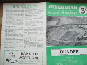 SCOTTISH LEAGUE HIBS V DUNDEE 25 NOVEMBER 1961 for sale on Ebay