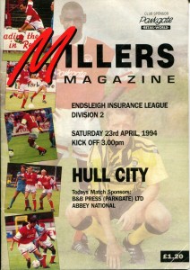 Rotherham United v Hull City 23/04/94 Division 2 for sale on Ebay