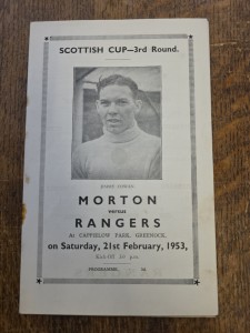 Morton V Rangers 21st February 1953 Scottish Cup 3rd Round At Greenock Programme for sale on Ebay